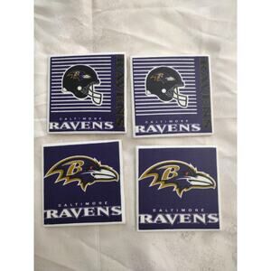 Baltimore Ravens Coasters Set Of 4 Purple NFL Football Drink Ceramic Barware